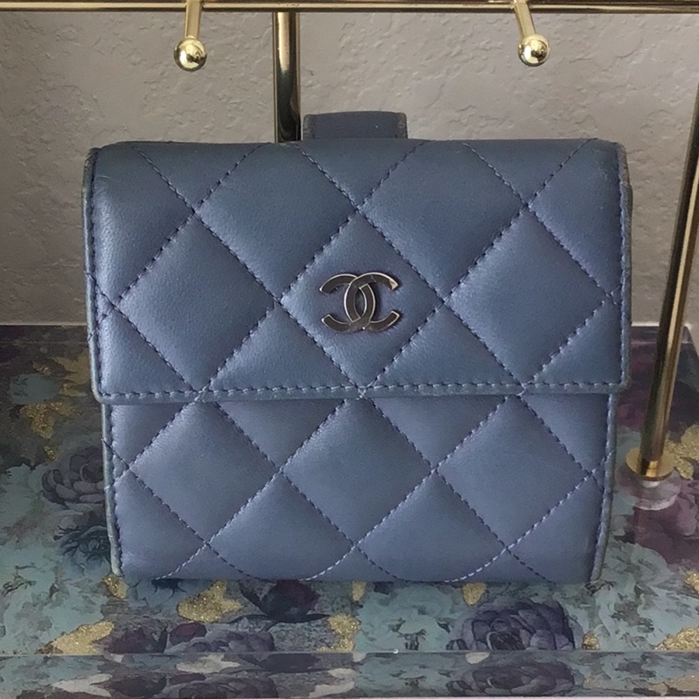 Chanel Lambskin Quilted Compact French Flap Wallet REDUCED